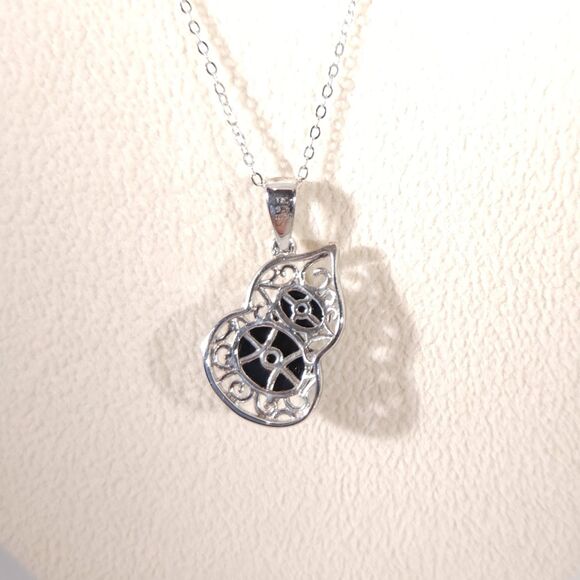 Australian Black Tourmaline Pendant Necklace Sterling Silver - Picture 8 of 12